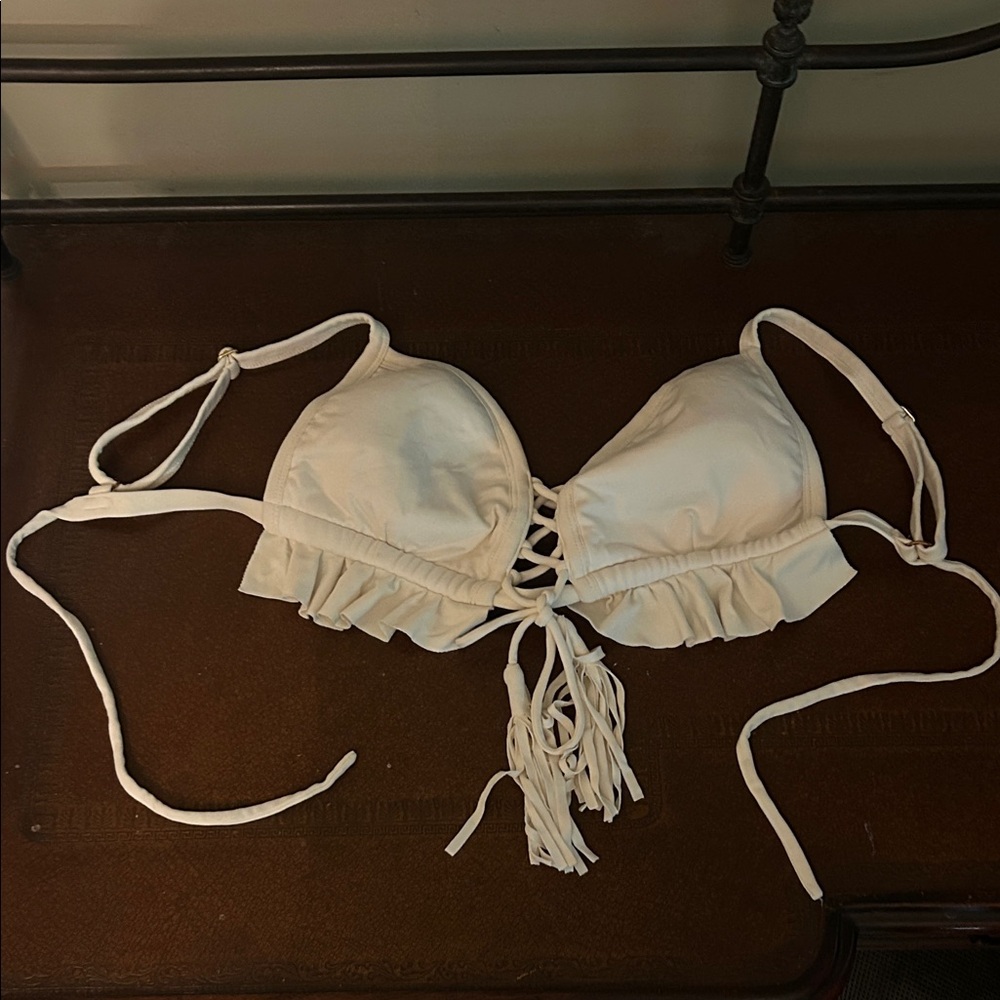 Montce Ivory Lace-Up Bikini Top